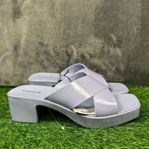 Torrid Sandals Womens 10 M Blue Jelly Criss Cross Heel Slip On Chunky Y2K Casual